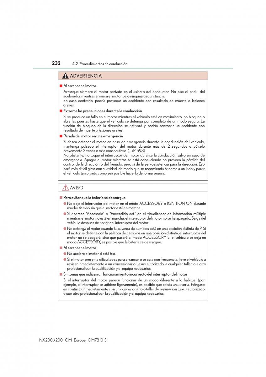 Lexus NX manual del propietario / page 232