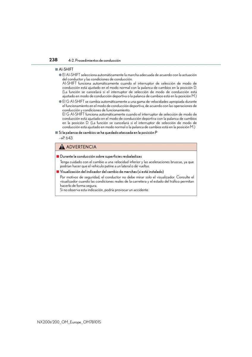 Lexus NX manual del propietario / page 238