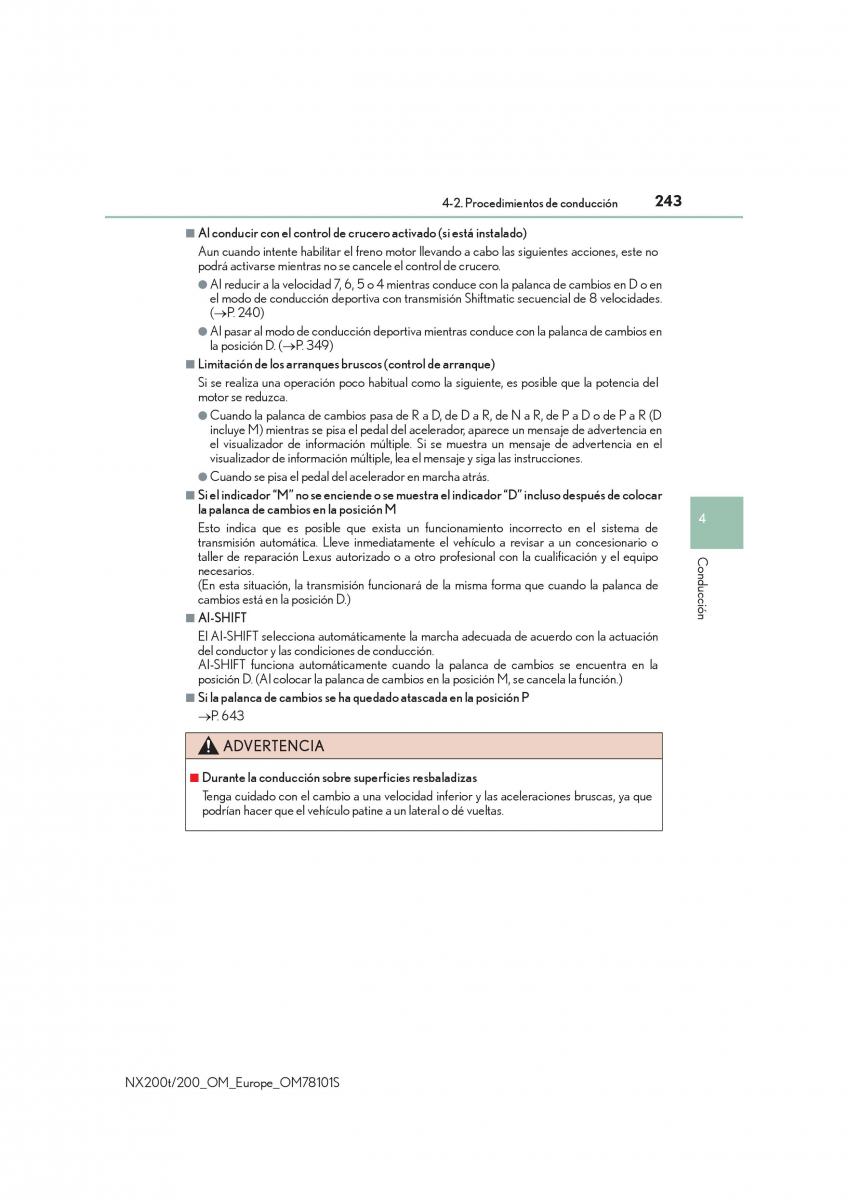 Lexus NX manual del propietario / page 243