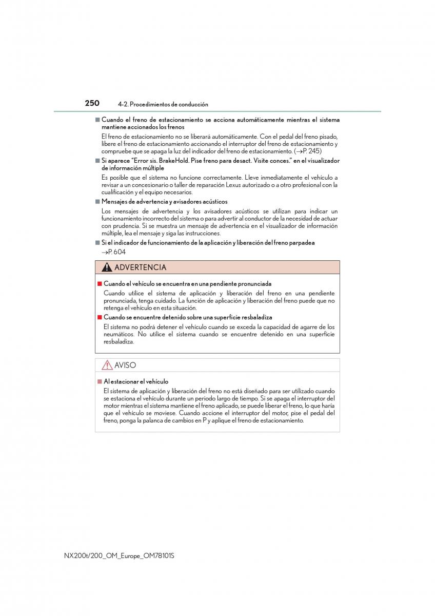 Lexus NX manual del propietario / page 250