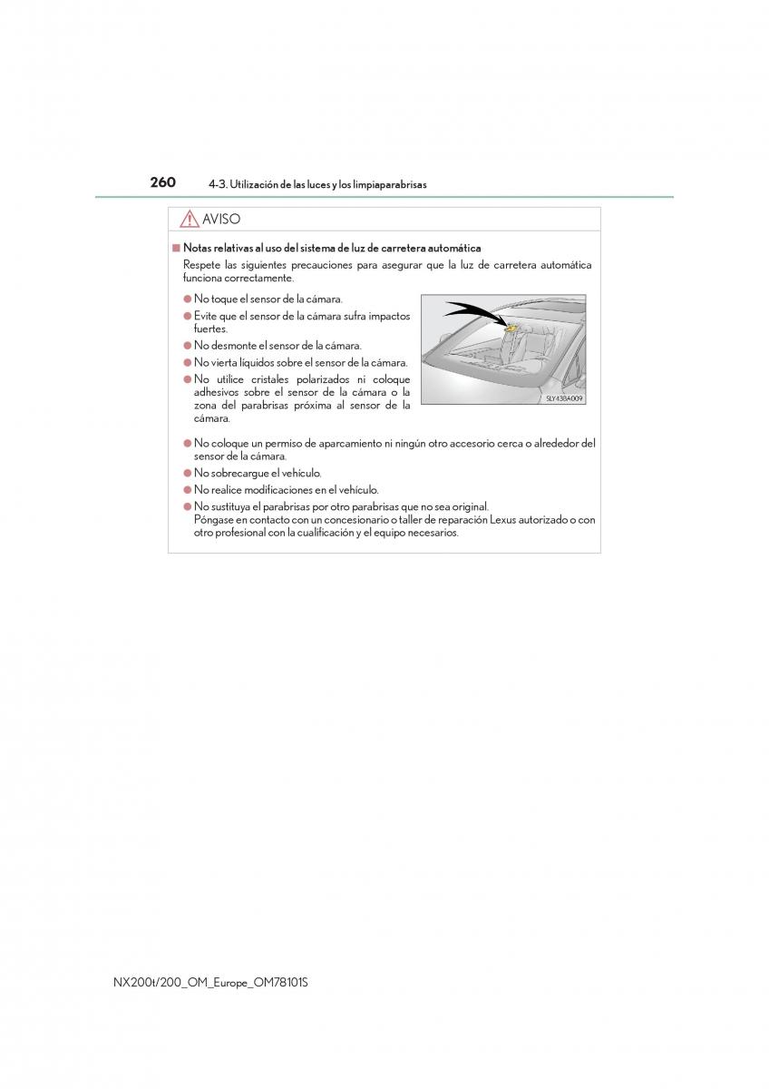 Lexus NX manual del propietario / page 260