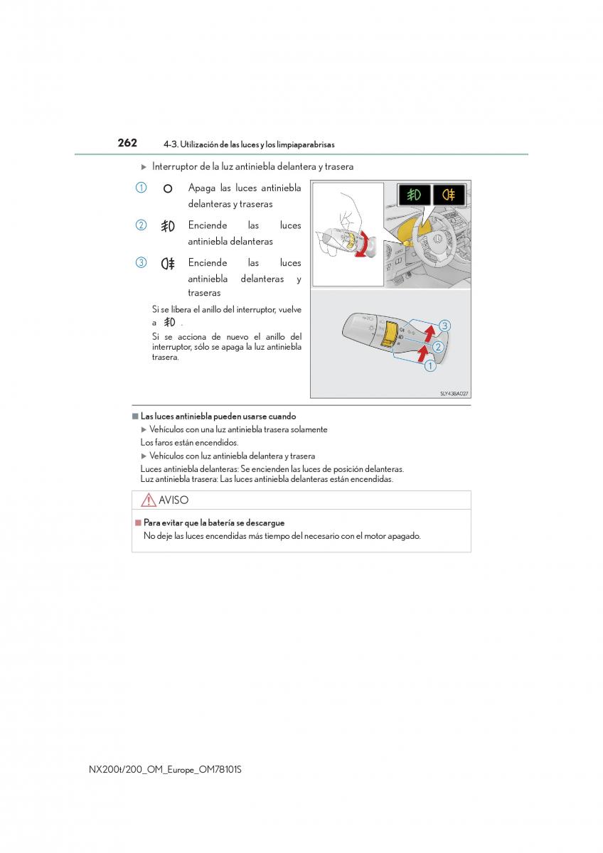 Lexus NX manual del propietario / page 262