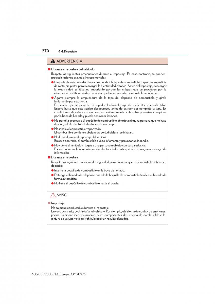 Lexus NX manual del propietario / page 270