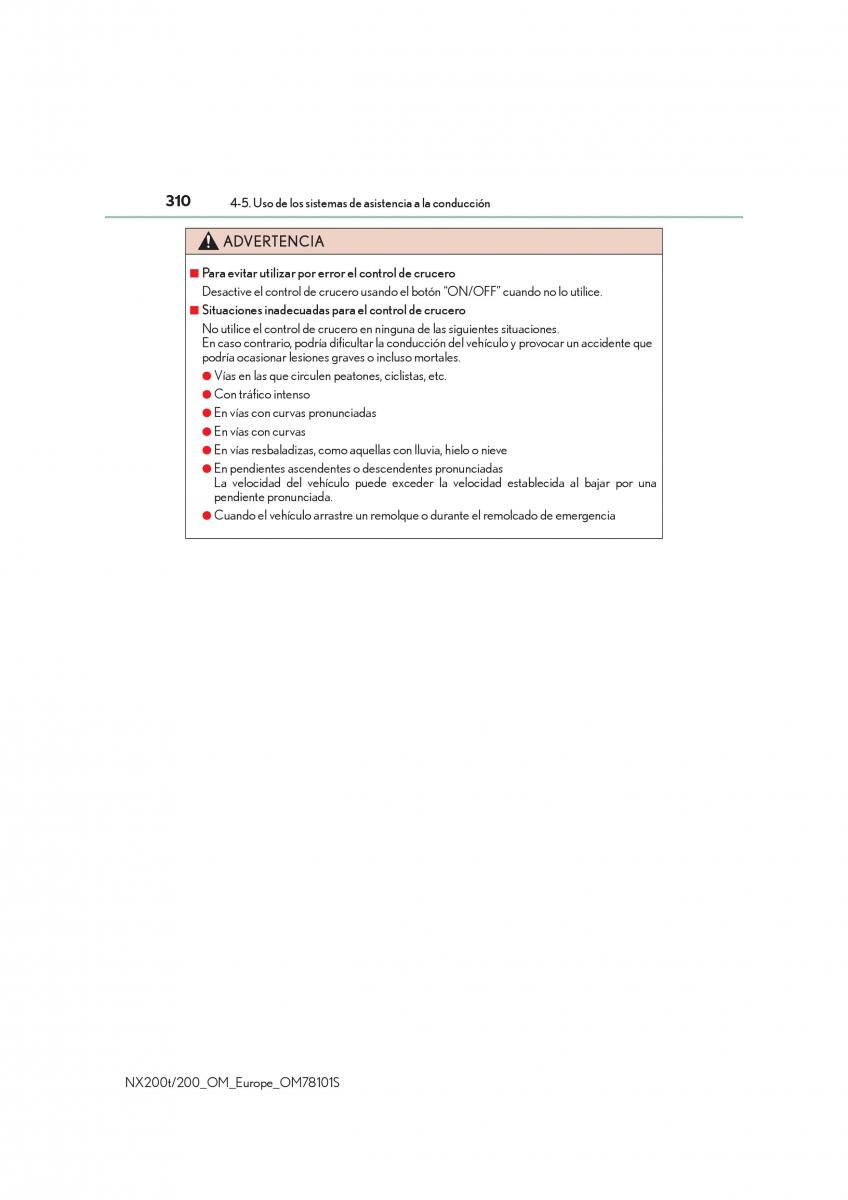 Lexus NX manual del propietario / page 310