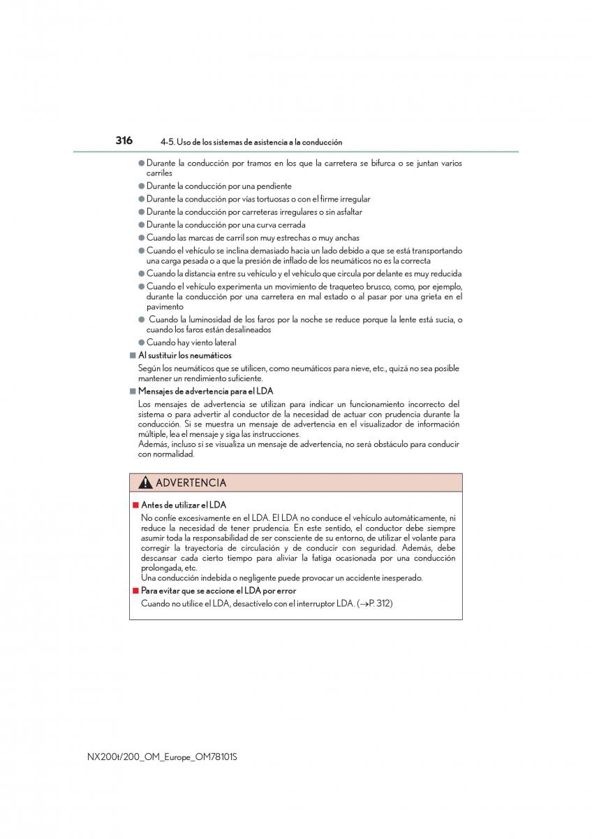 Lexus NX manual del propietario / page 316