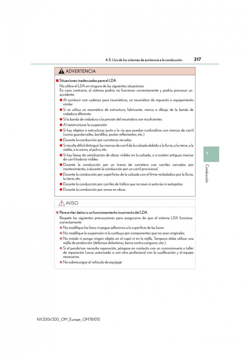 Lexus NX manual del propietario / page 317