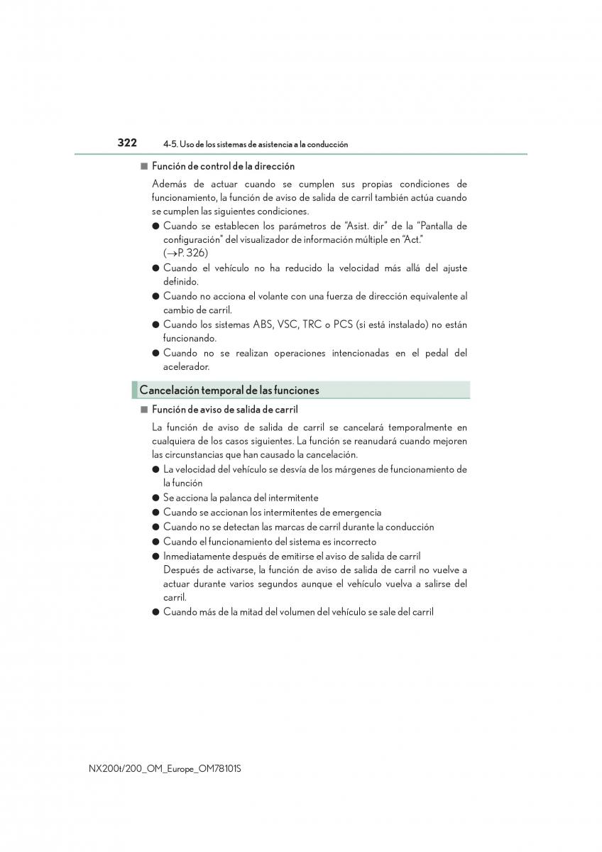 Lexus NX manual del propietario / page 322