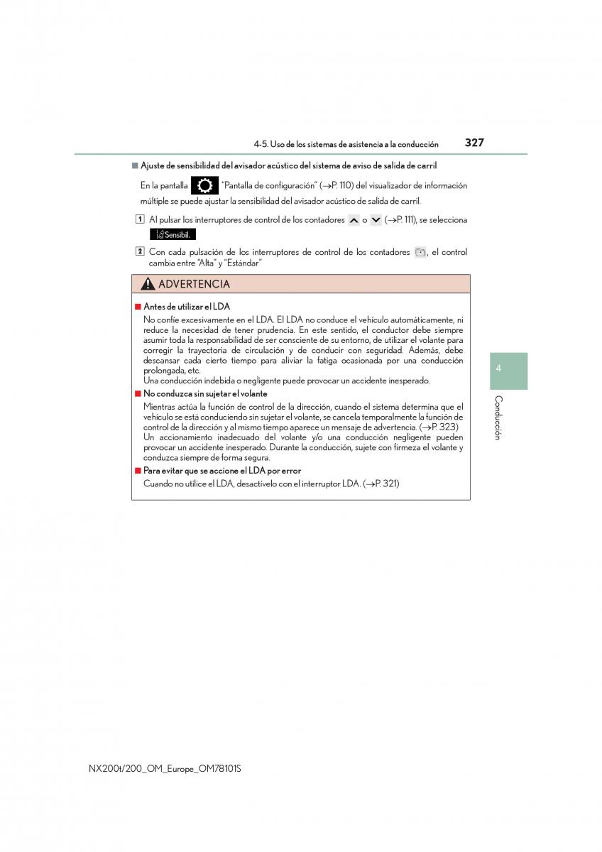 Lexus NX manual del propietario / page 327