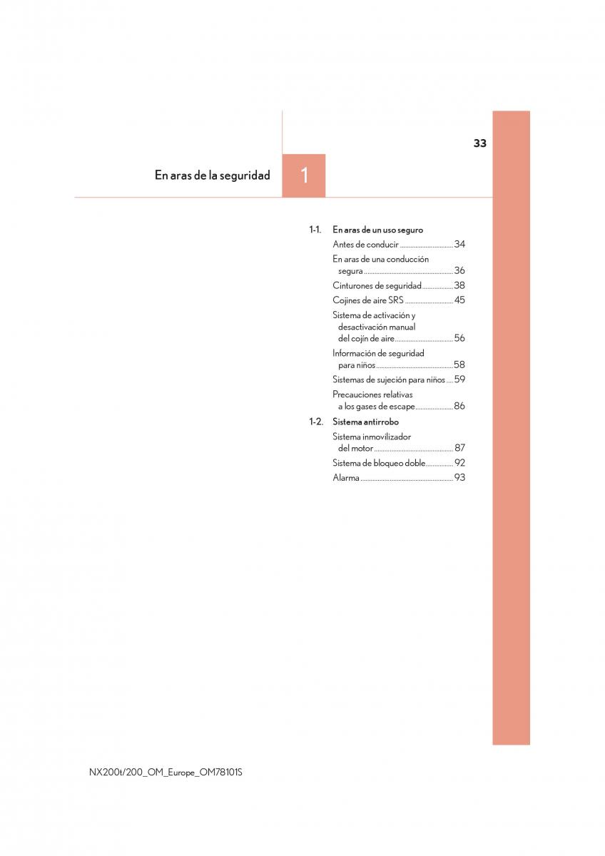 Lexus NX manual del propietario / page 33