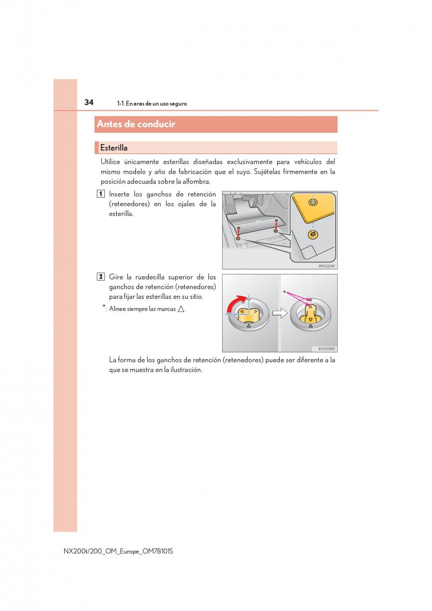 Lexus NX manual del propietario / page 34