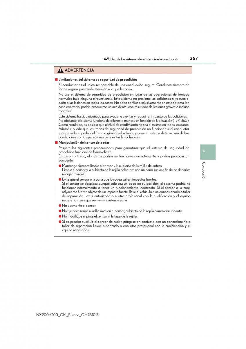 Lexus NX manual del propietario / page 367