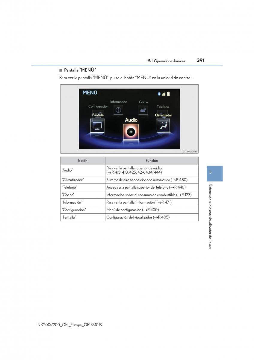 Lexus NX manual del propietario / page 391