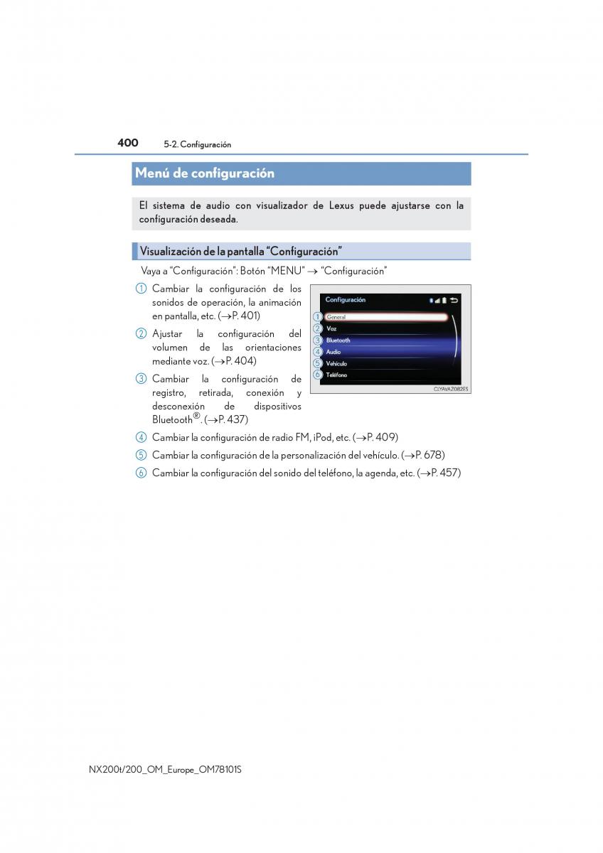 Lexus NX manual del propietario / page 400