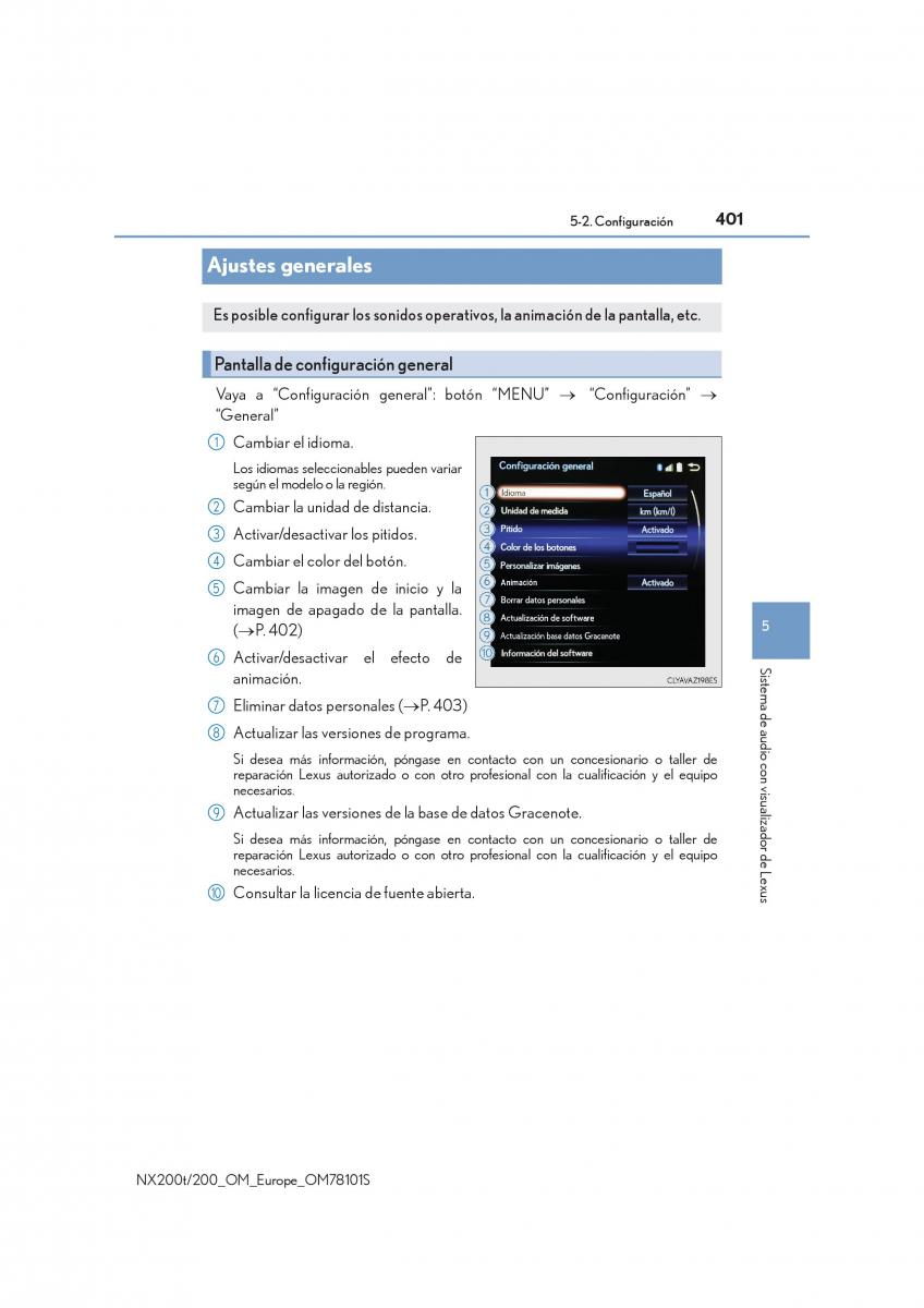 Lexus NX manual del propietario / page 401