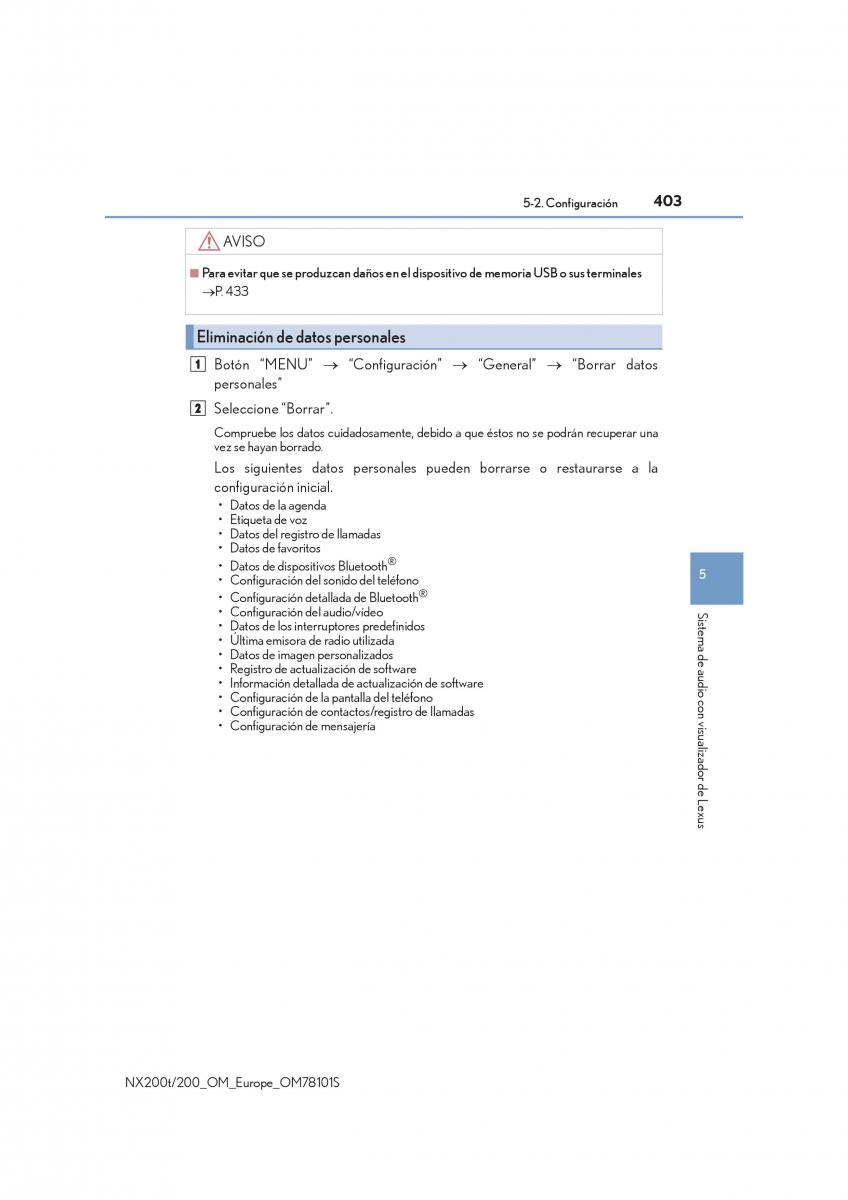 Lexus NX manual del propietario / page 403