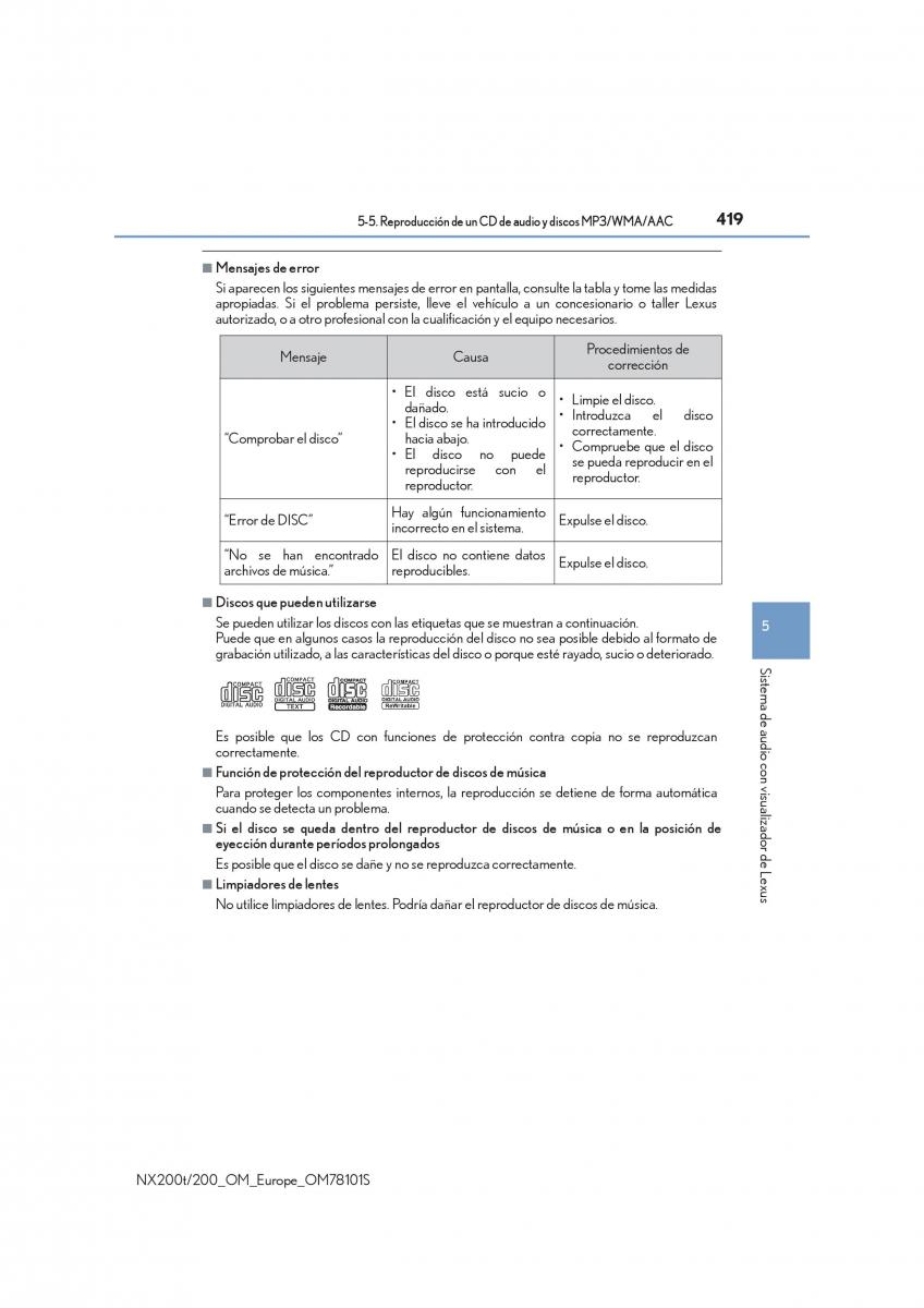 Lexus NX manual del propietario / page 419