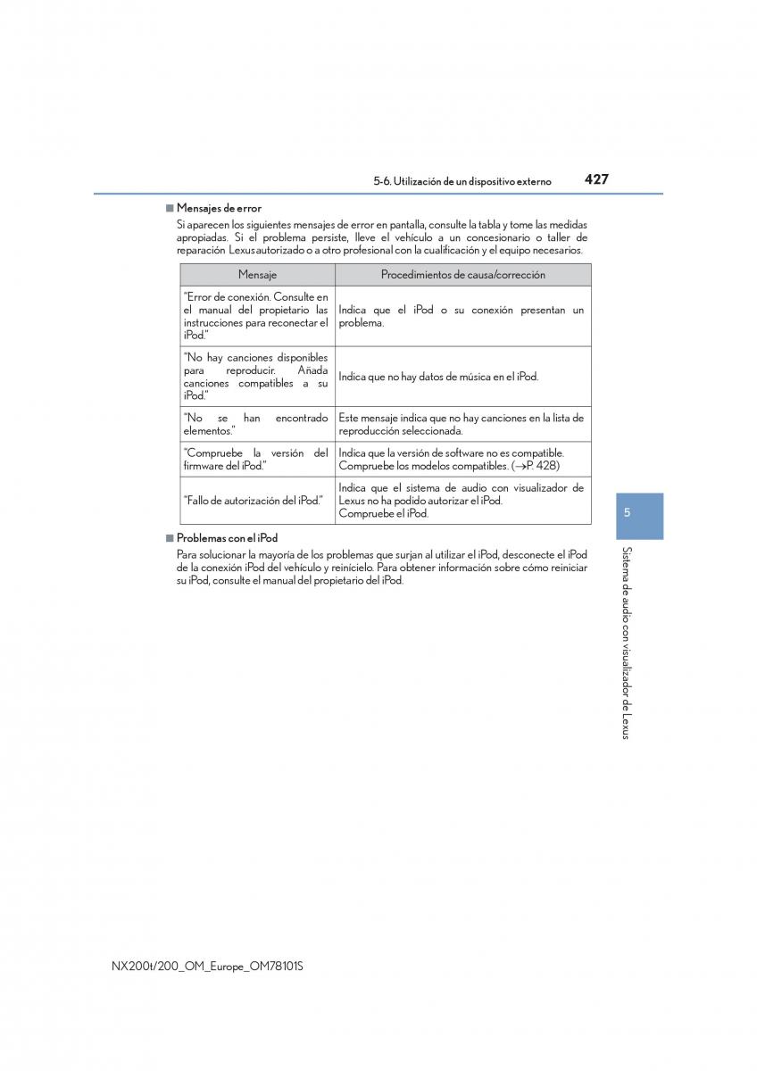 Lexus NX manual del propietario / page 427