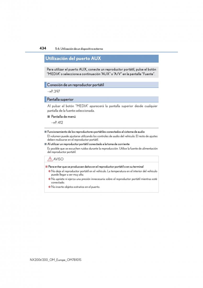 Lexus NX manual del propietario / page 434