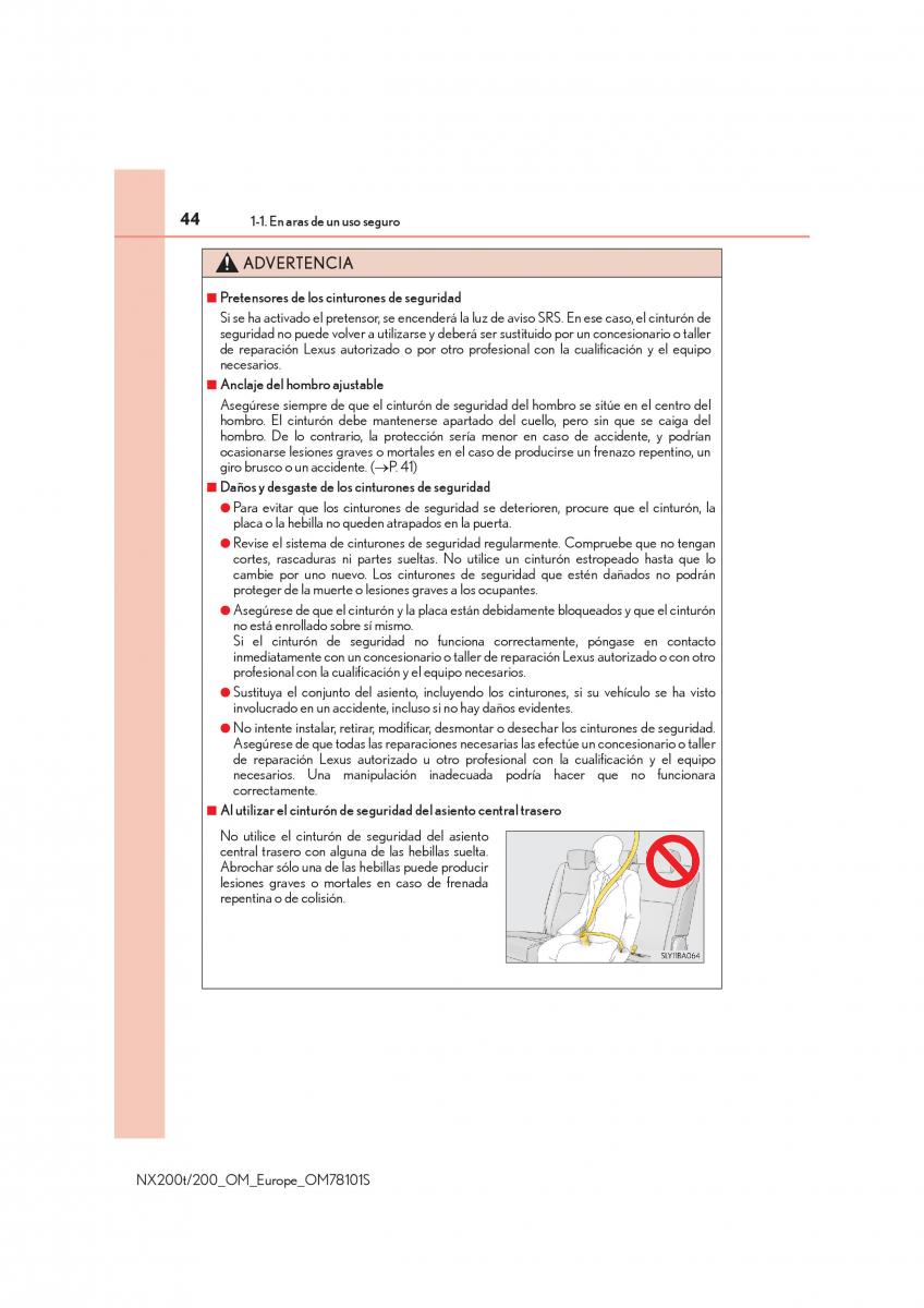 Lexus NX manual del propietario / page 44