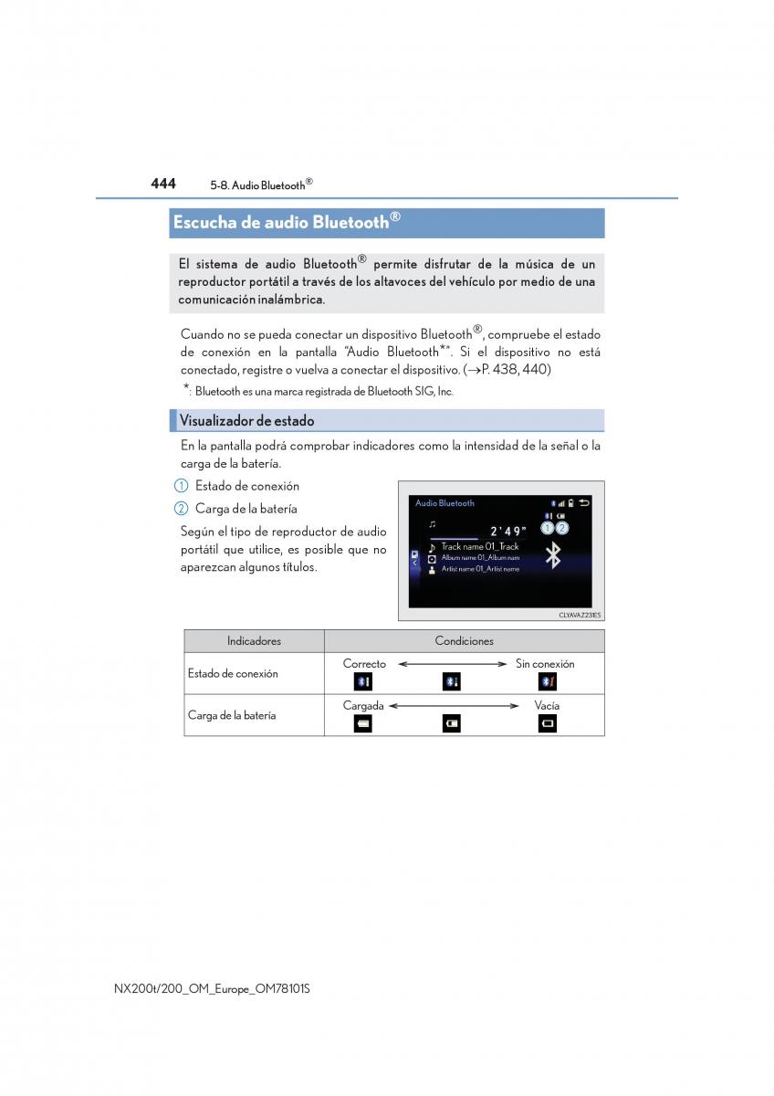 Lexus NX manual del propietario / page 444