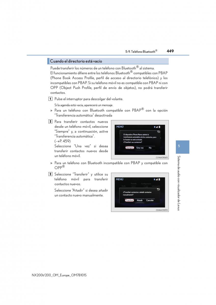 Lexus NX manual del propietario / page 449