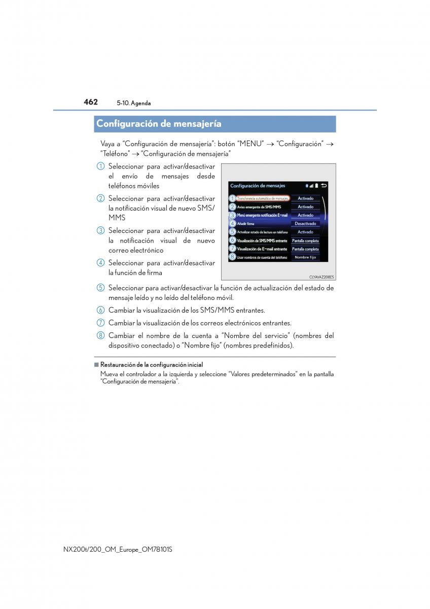 Lexus NX manual del propietario / page 462