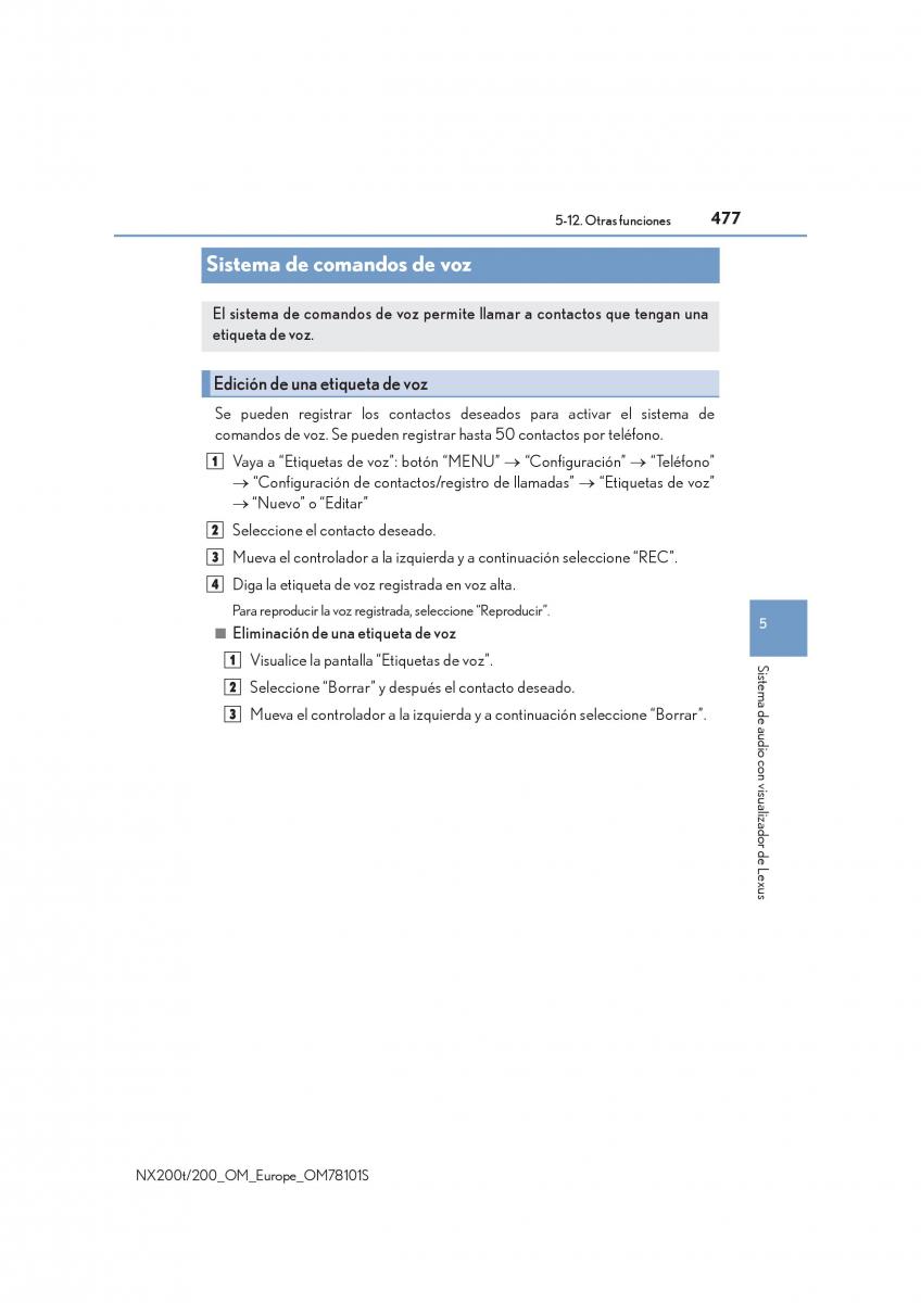 Lexus NX manual del propietario / page 477