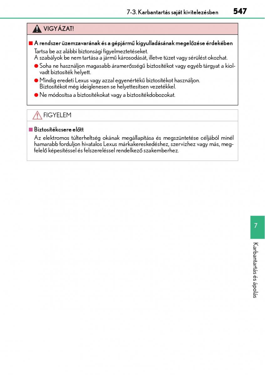 Lexus NX Kezelesi utmutato / page 547