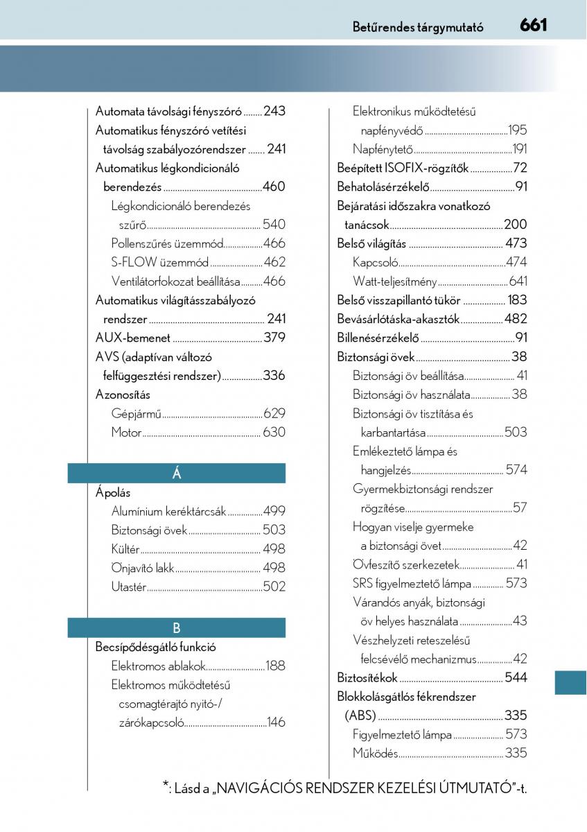 Lexus NX Kezelesi utmutato / page 661