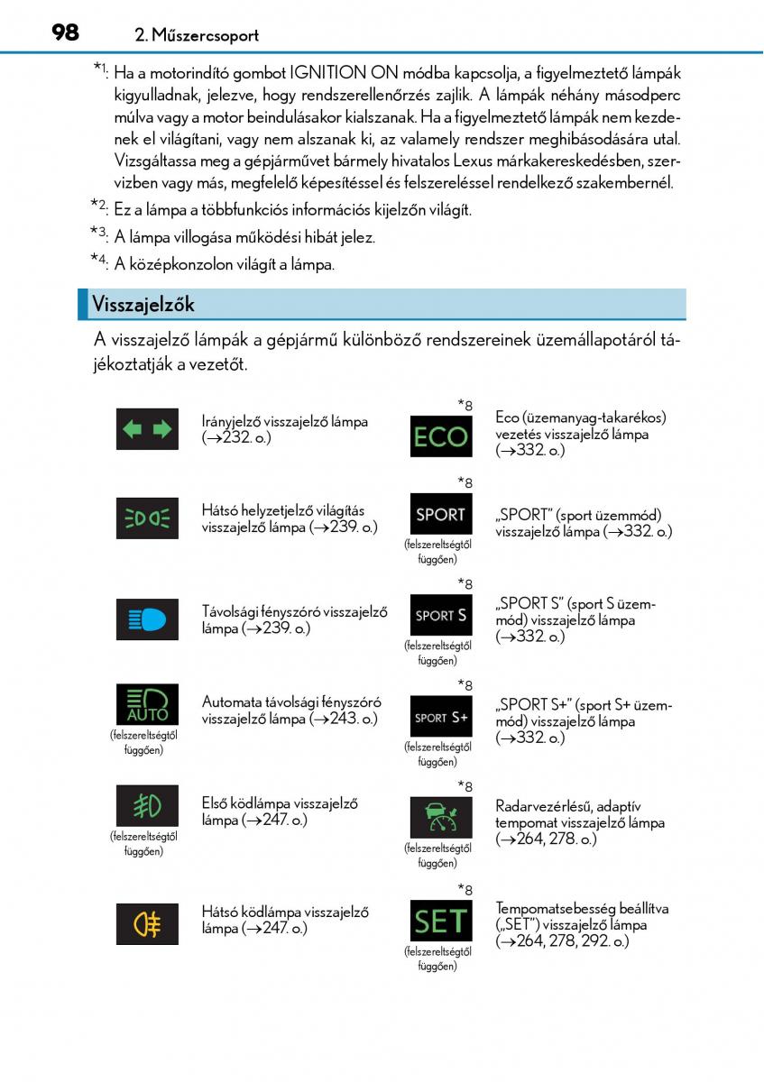 Lexus NX Kezelesi utmutato / page 98