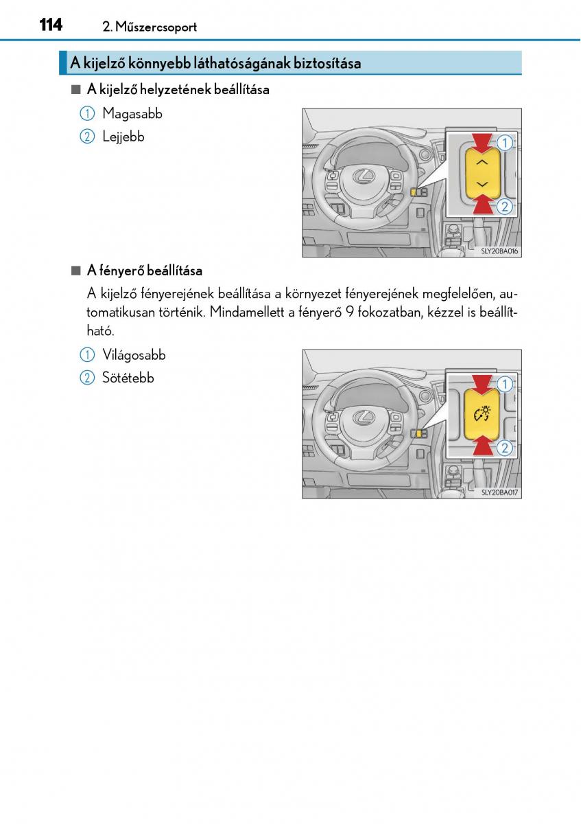 Lexus NX Kezelesi utmutato / page 114