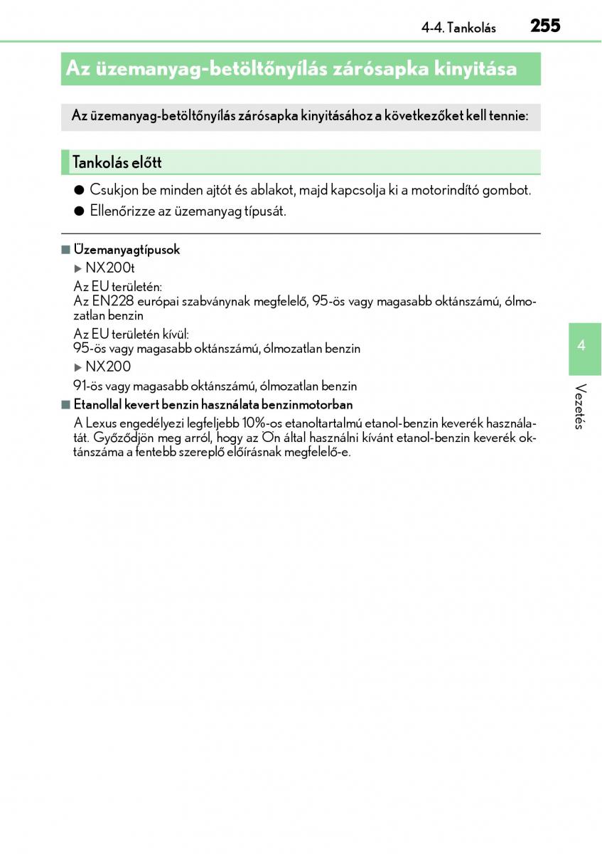 Lexus NX Kezelesi utmutato / page 255