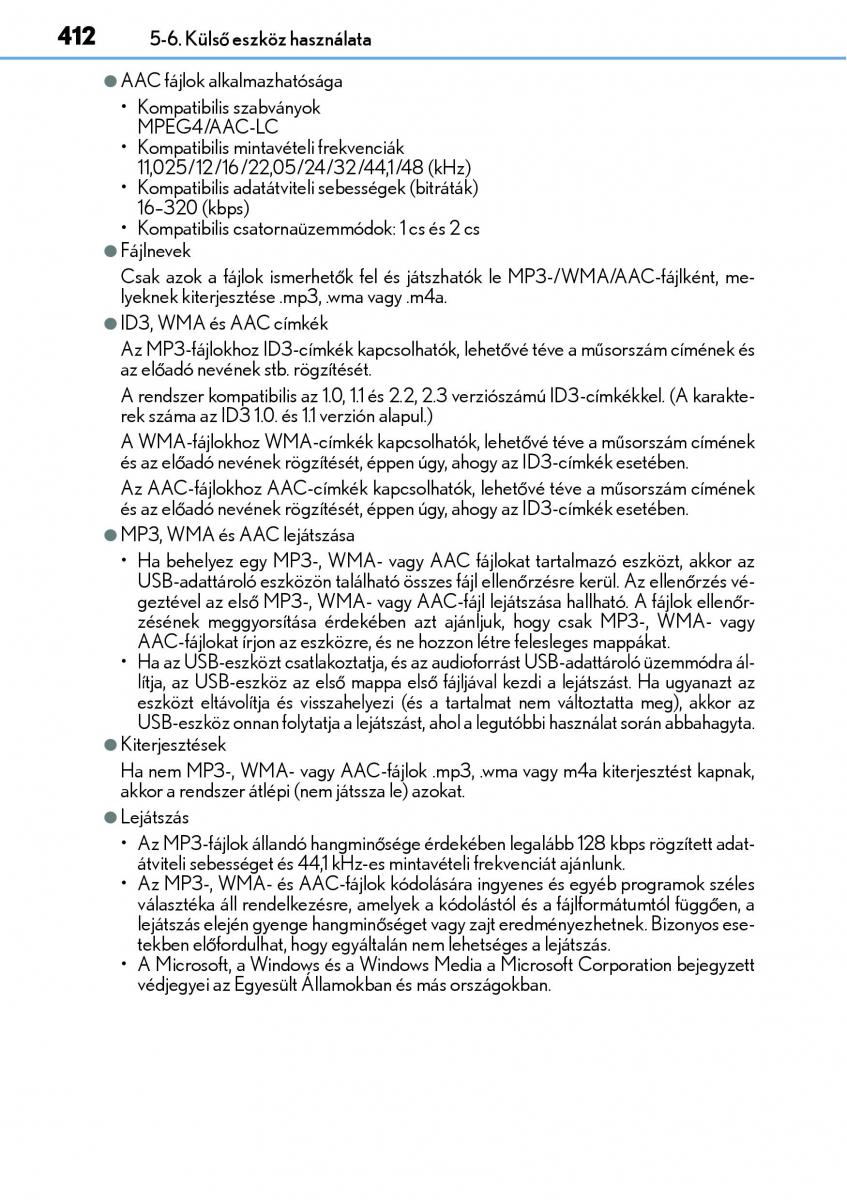 Lexus NX Kezelesi utmutato / page 412