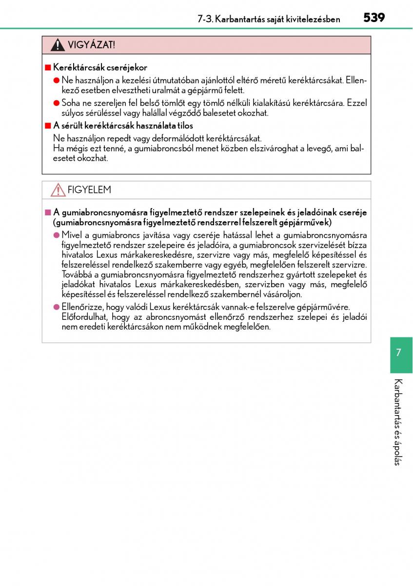 Lexus NX Kezelesi utmutato / page 539