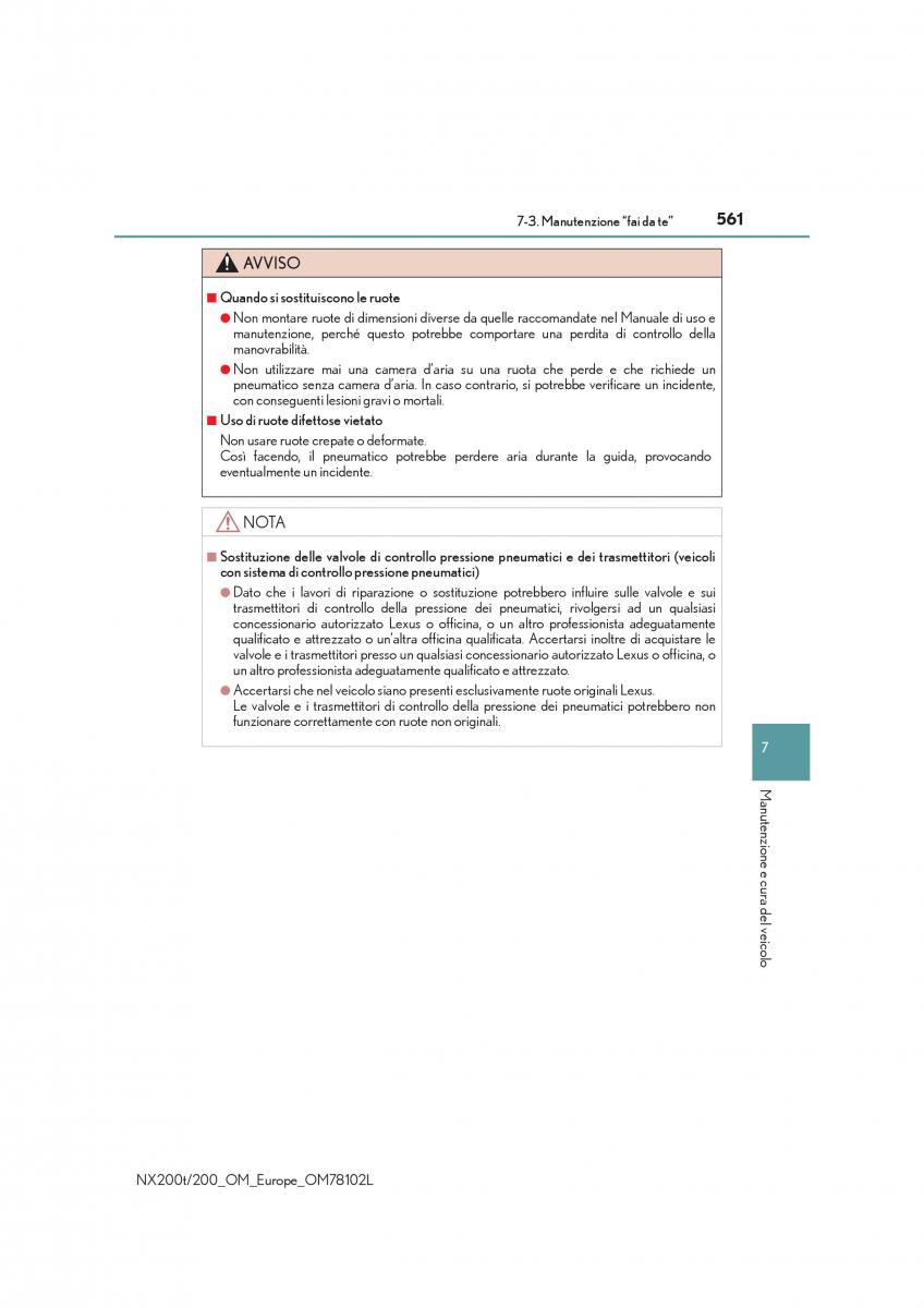 Lexus NX manuale del proprietario / page 561