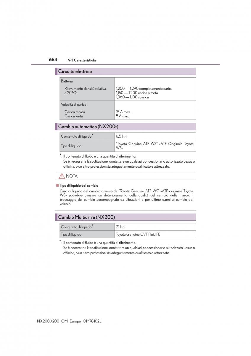 Lexus NX manuale del proprietario / page 664