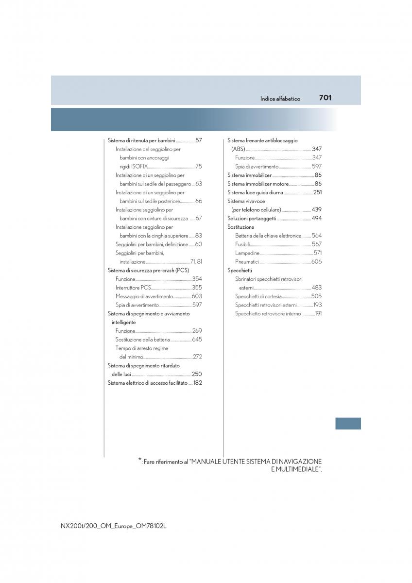 Lexus NX manuale del proprietario / page 701