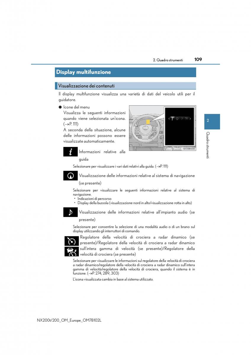 Lexus NX manuale del proprietario / page 109