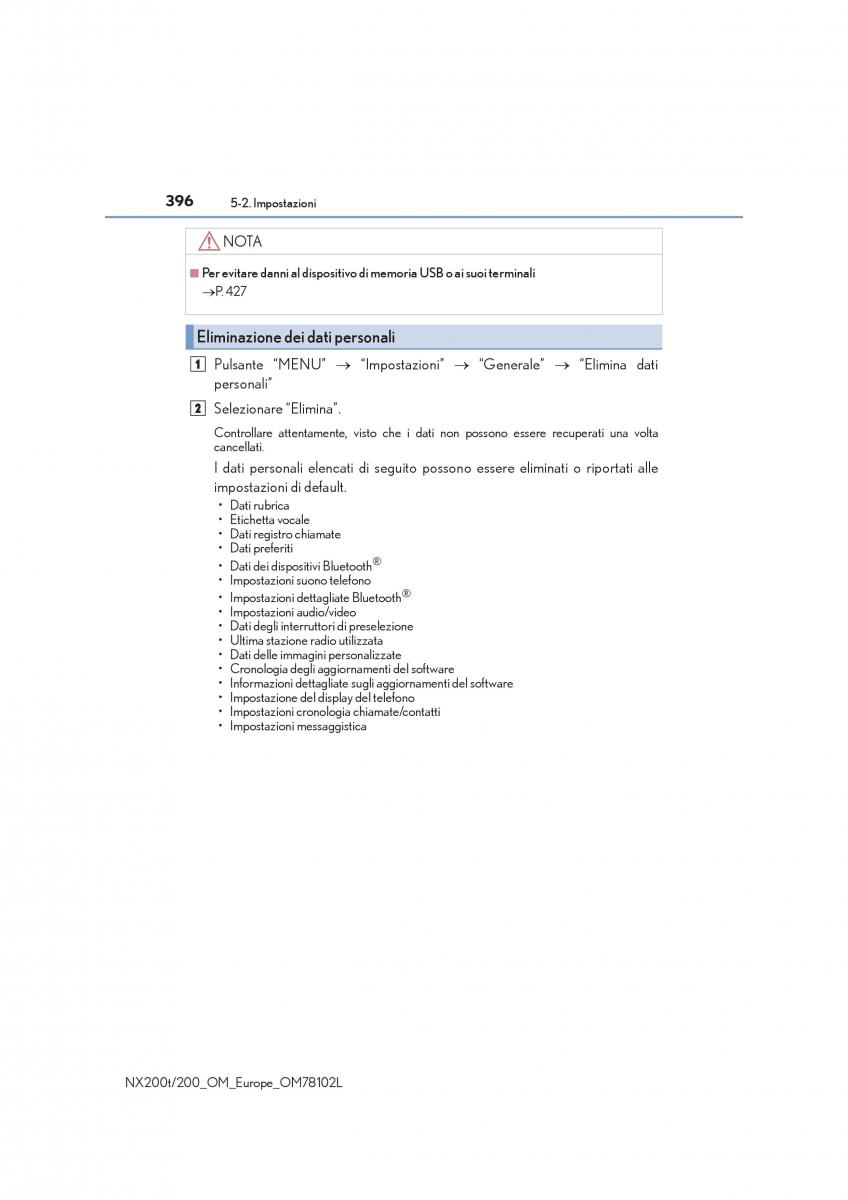 Lexus NX manuale del proprietario / page 396