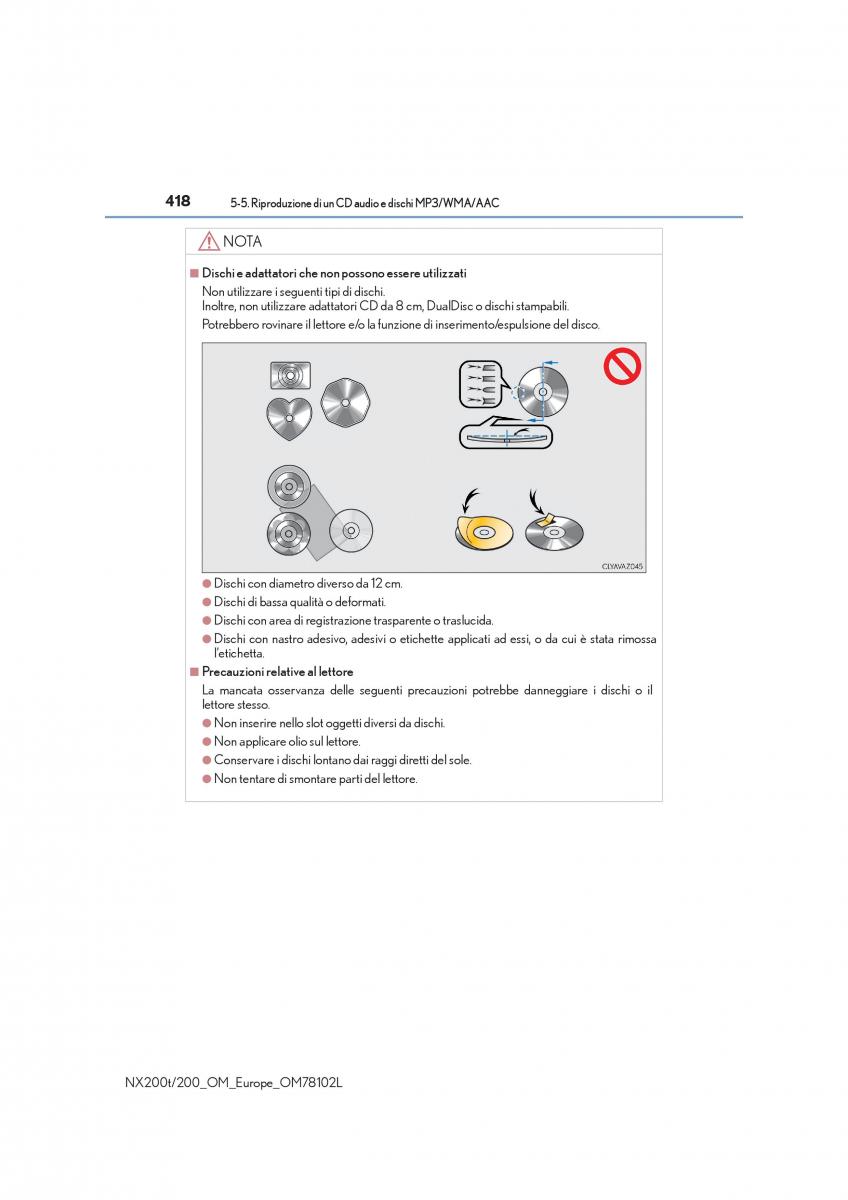 Lexus NX manuale del proprietario / page 418