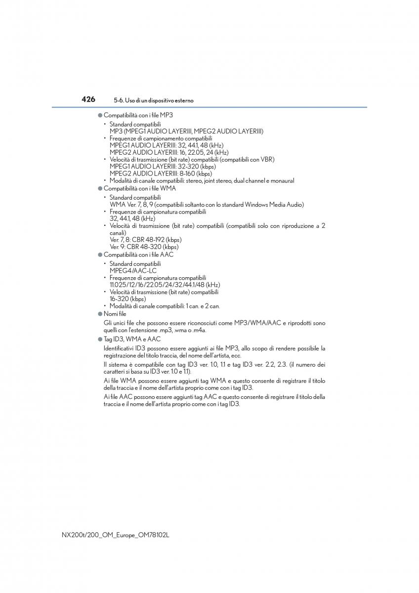 Lexus NX manuale del proprietario / page 426