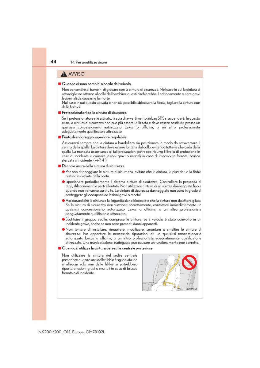 Lexus NX manuale del proprietario / page 44