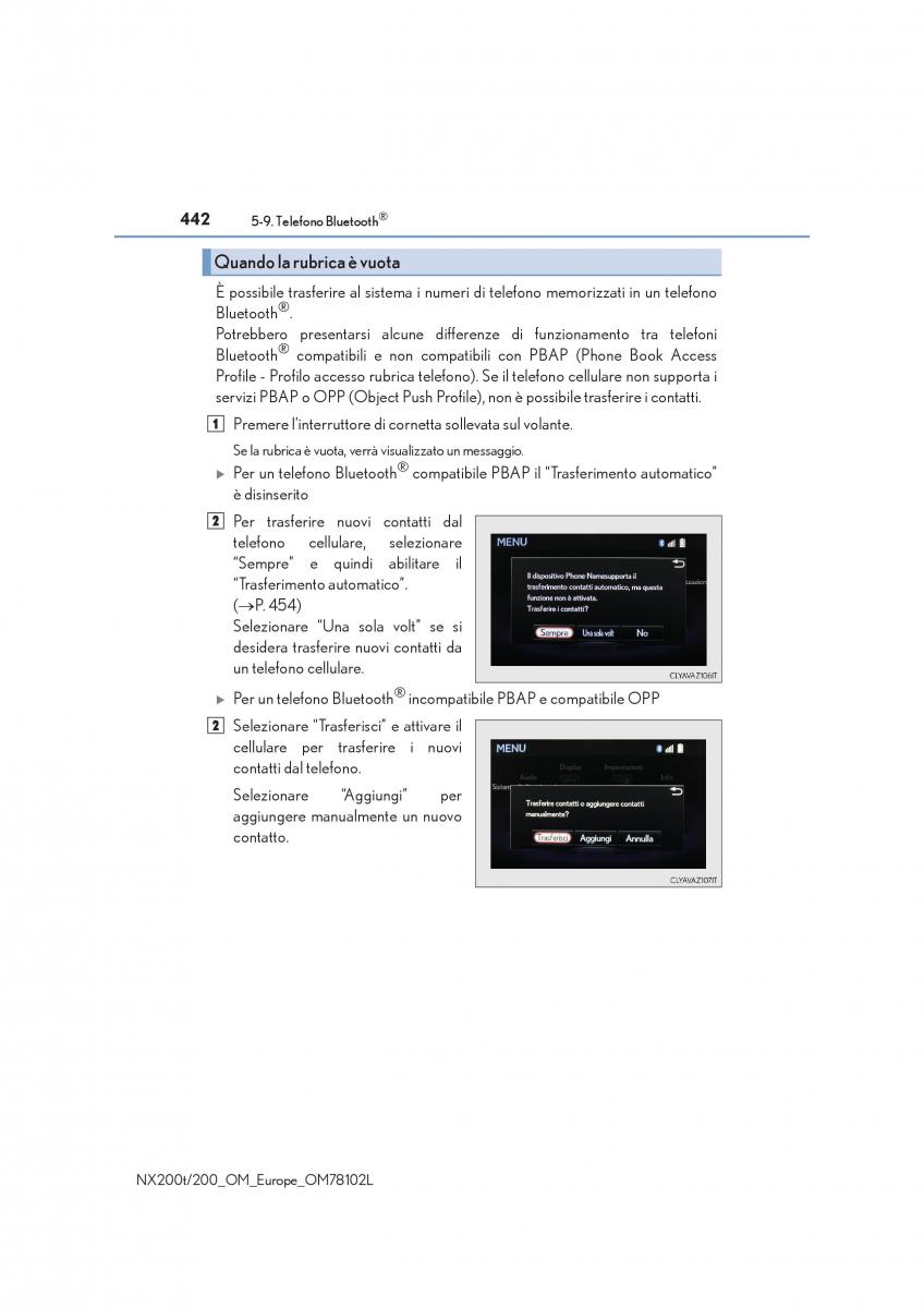 Lexus NX manuale del proprietario / page 442