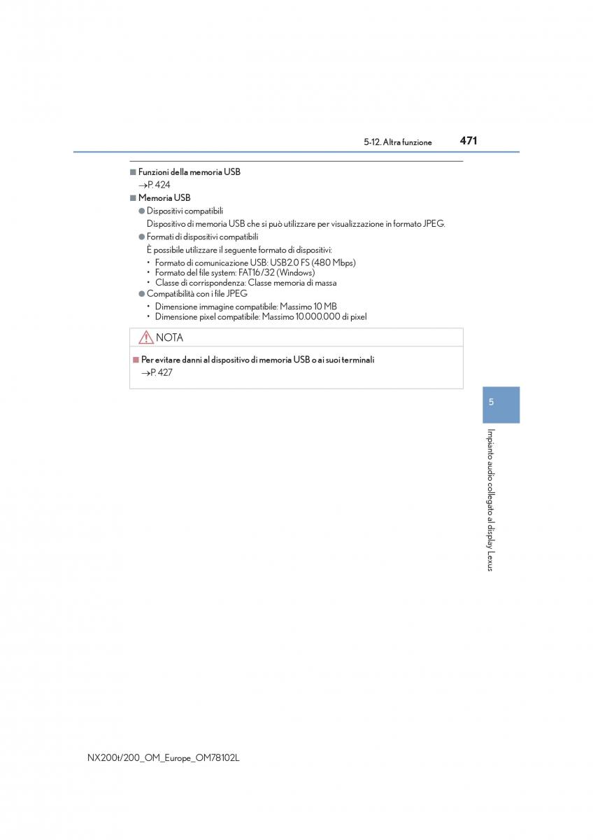 Lexus NX manuale del proprietario / page 471