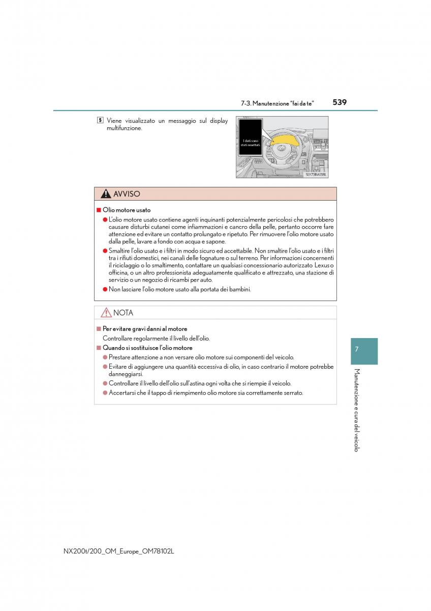 Lexus NX manuale del proprietario / page 539