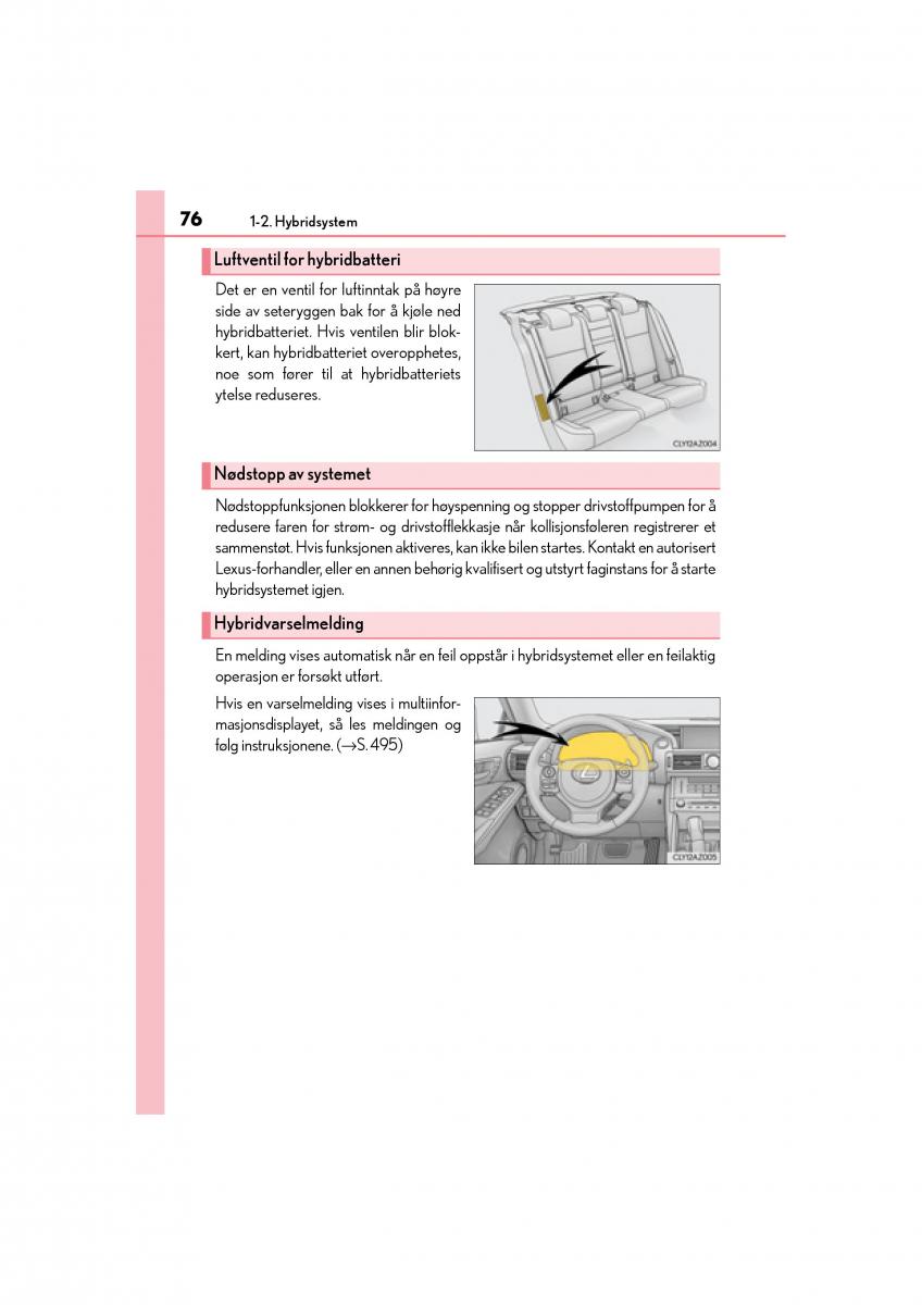 Lexus IS300h III 3 bruksanvisningen / page 78
