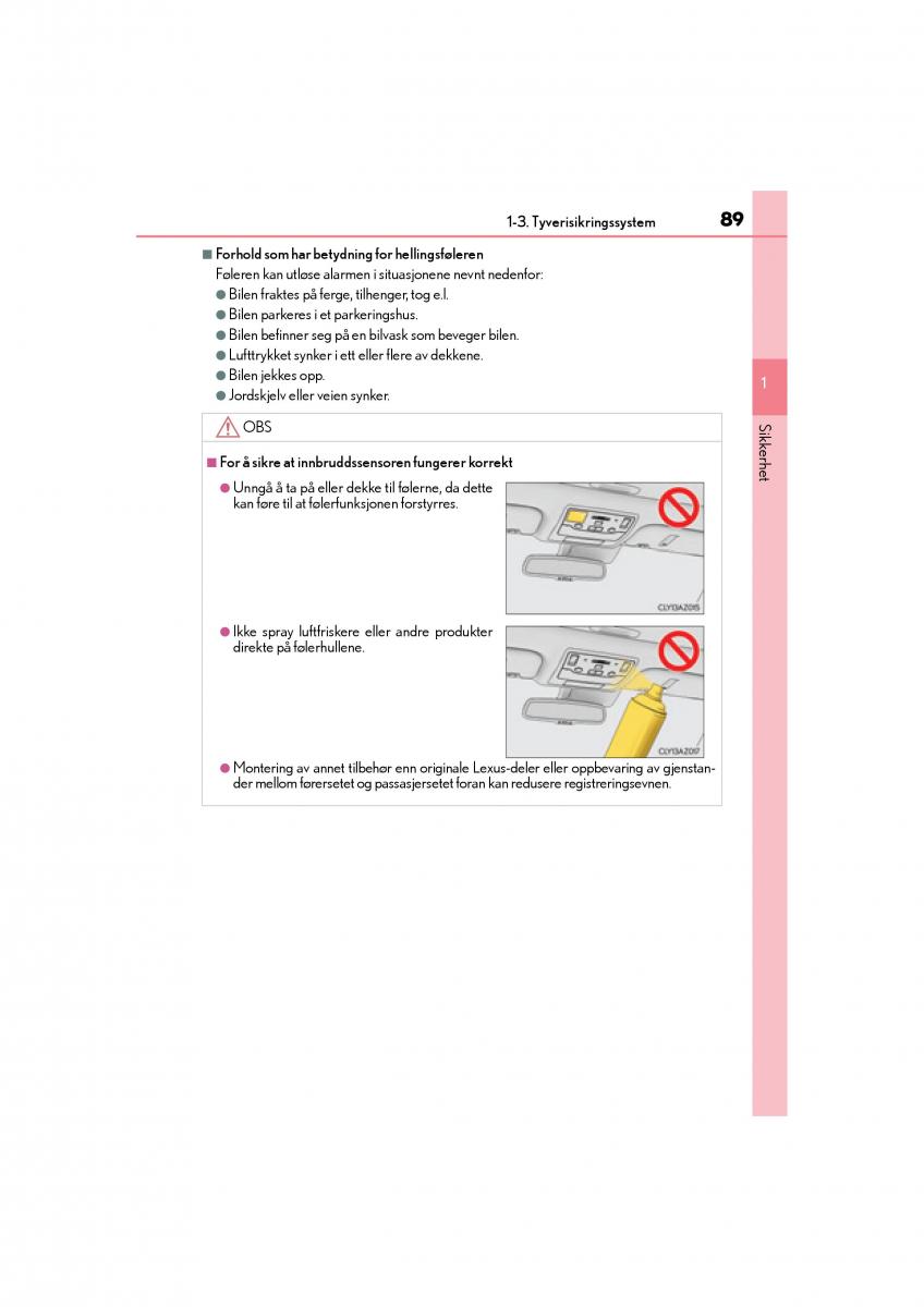 Lexus IS300h III 3 bruksanvisningen / page 91