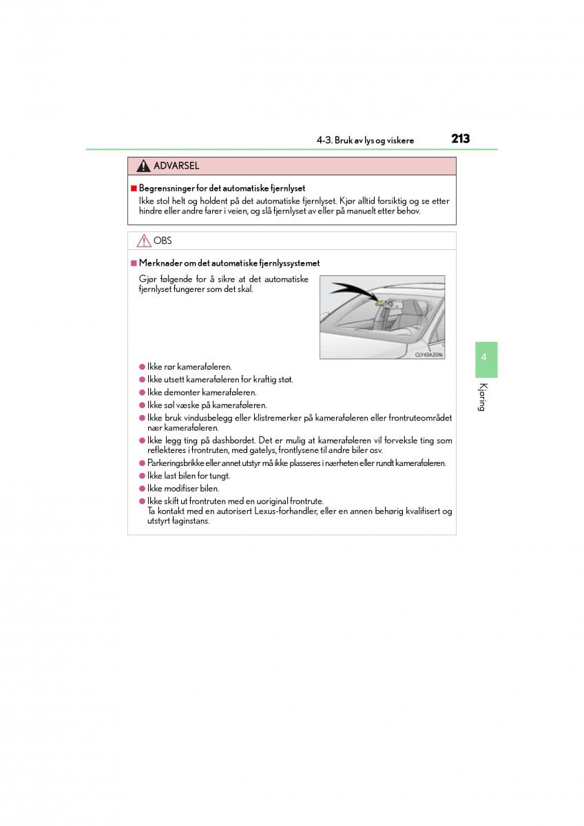 Lexus IS300h III 3 bruksanvisningen / page 215