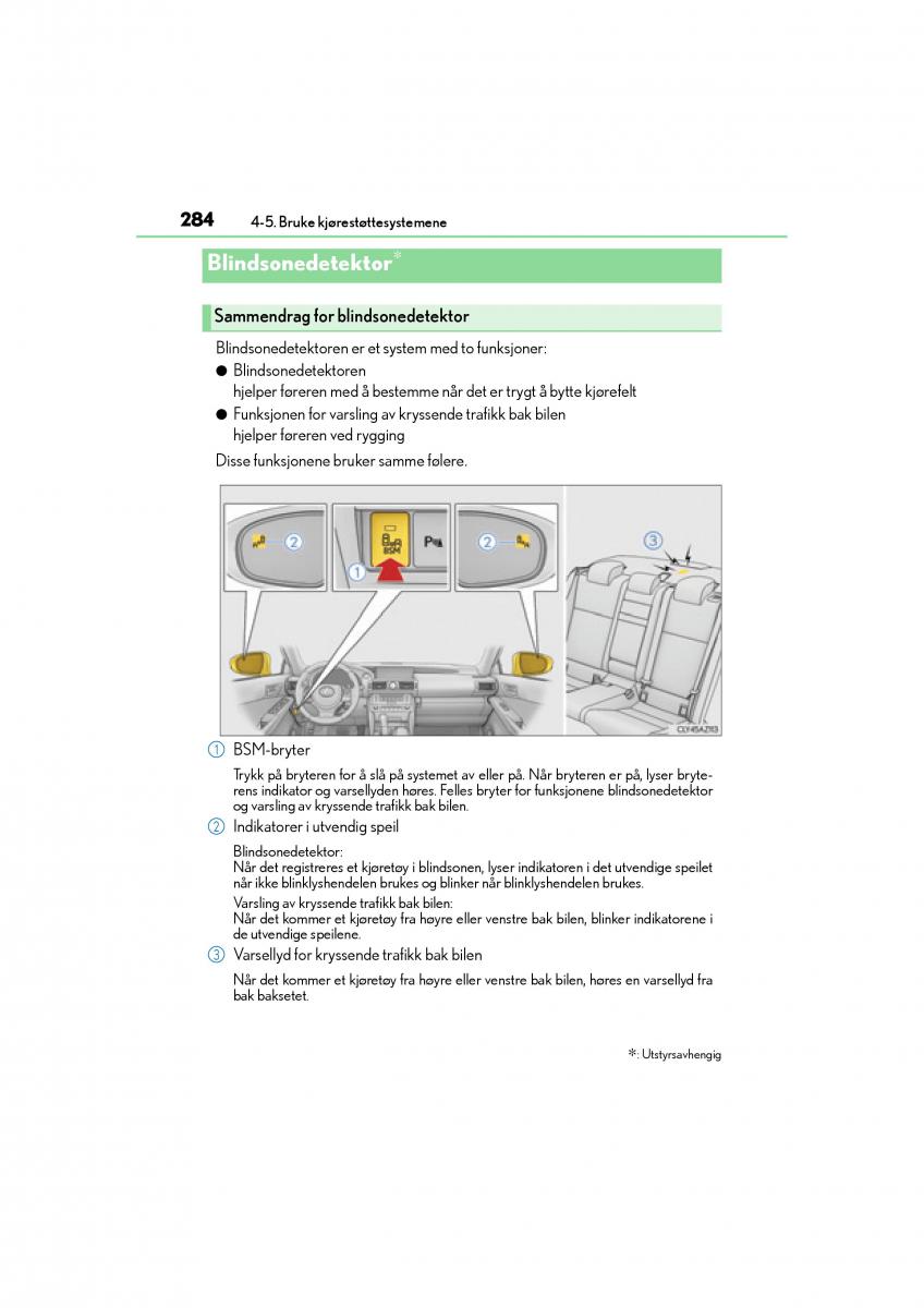 Lexus IS300h III 3 bruksanvisningen / page 286