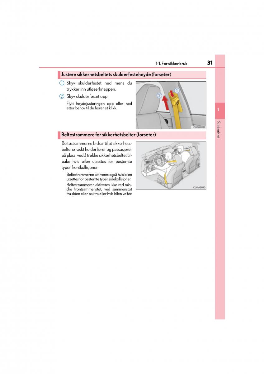 Lexus IS300h III 3 bruksanvisningen / page 33